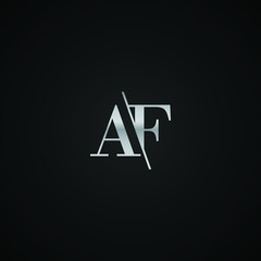 AF initial letter elegant Logo template vector creative business wedding invitation black and silver color based