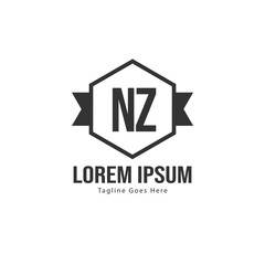 Initial NZ logo template with modern frame. Minimalist NZ letter logo vector illustration
