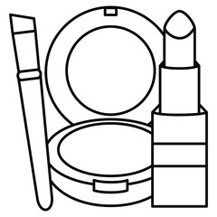 lipstick and blush powder make up drawing