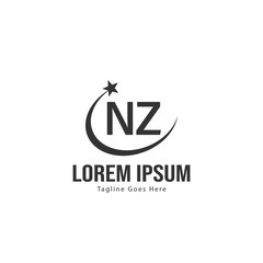 Initial NZ logo template with modern frame. Minimalist NZ letter logo vector illustration