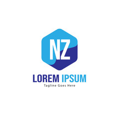 Obraz premium Initial NZ logo template with modern frame. Minimalist NZ letter logo vector illustration