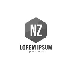 Initial NZ logo template with modern frame. Minimalist NZ letter logo vector illustration