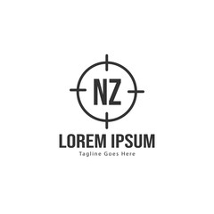 Initial NZ logo template with modern frame. Minimalist NZ letter logo vector illustration