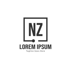 Initial NZ logo template with modern frame. Minimalist NZ letter logo vector illustration