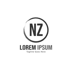Initial NZ logo template with modern frame. Minimalist NZ letter logo vector illustration