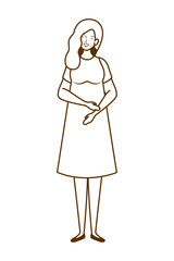 silhouette of woman pregnant standing on white background