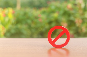 A red prohibition sign NO. Inability to sell products, ban on the import. Restriction on the...