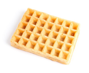 Sweet Belgian waffle isolated on white background
