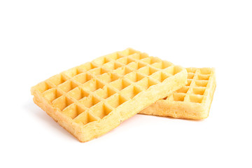 Sweet belgian waffles isolated on white background