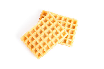 Sweet belgian waffles isolated on white background