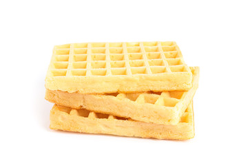 Sweet belgian waffles isolated on white background