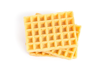 Sweet belgian waffles isolated on white background