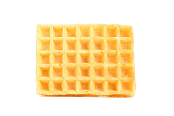 Sweet Belgian waffle isolated on white background
