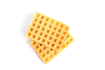 Sweet Belgian waffles isolated on white background