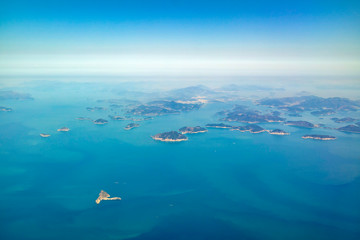 Fototapeta na wymiar Aerial view of the beautiful Geoje Island