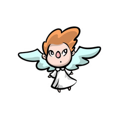 Cute small kid angel red hair color