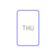 Button displaying Thursday in a modern style. Vector illustration.