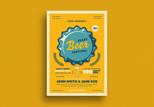 Craft Beer Festival Flyer Layout with Graphic Elements