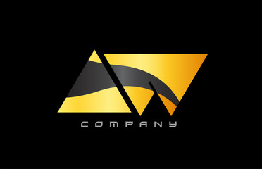 Naklejka premium AW A W yellow black combination alphabet letter logo icon design