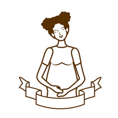 silhouette of woman pregnant with decorative ribbon