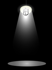 Vector illustration effect celling lamp concept isolate with blank floor showcase exhibition.