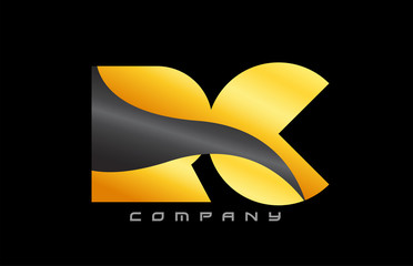 RC R C yellow black combination alphabet letter logo icon design
