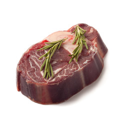 raw beef steak isolated on white background