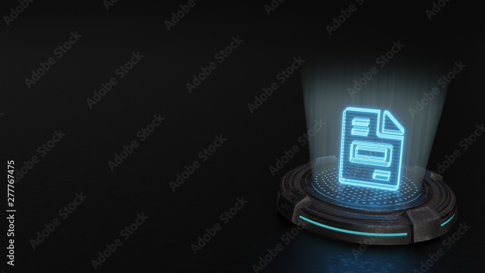 Poster 3d hologram symbol of file invoice icon render