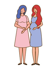 beautiful women pregnant standing on white background