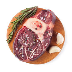 raw beef steak isolated on white background