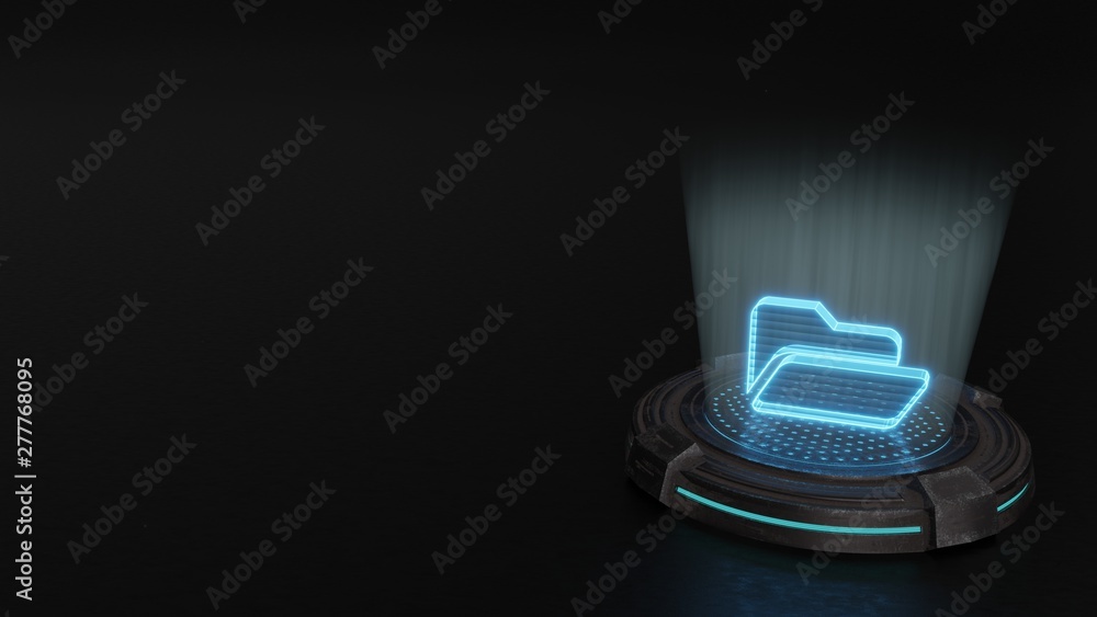 Poster 3d hologram symbol of folder open icon render