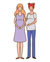 beautiful women pregnant standing on white background