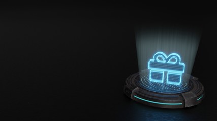 3d hologram symbol of gift icon render