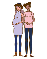 beautiful women pregnant standing on white background