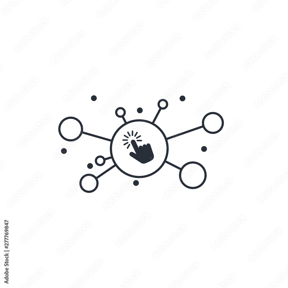 Poster internet network. multifunctional connection. vector linear icon, white background.