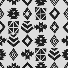 Seamless Ethnic pattern. Tribal vector abstract monochrome background