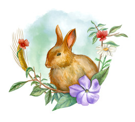 Rabbit and floral composition
