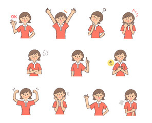 女性5 表情セットA　上半身