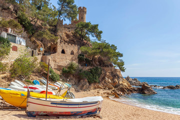 Sa Caleta beach in Lloret de Mar, Costa Brava, Catalonia, Spain.