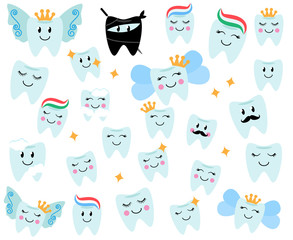 Vector Collection of Happy Teeth and Tooth Fairies