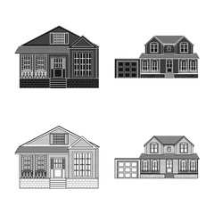 Isolated object of building and front sign. Set of building and roof vector icon for stock.