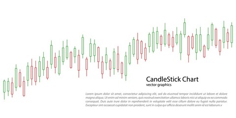 Candlestick chart for market presentation, report, advertising. Vector Illustration.