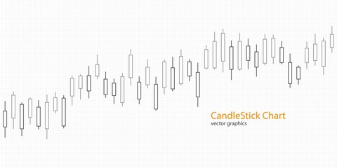 Candlestick chart for market presentation, report, advertising. Vector Illustration.