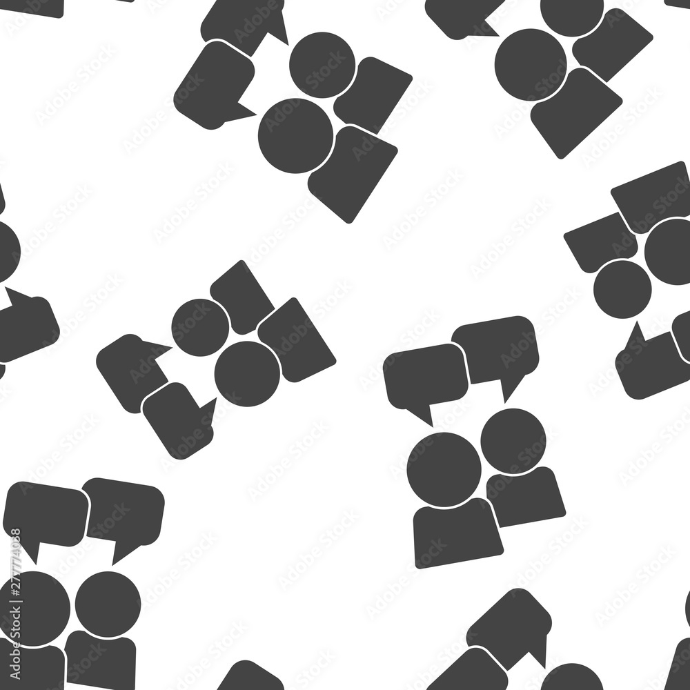 Poster vector user chat icon. people interaction symbol seamless pattern on a white background.