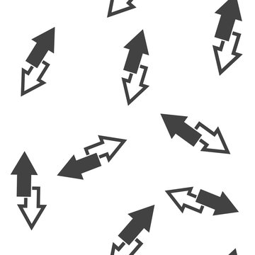 Vector image two arrows. Right arrow and left arrow. The icon shows the direction seamless pattern on a white background.