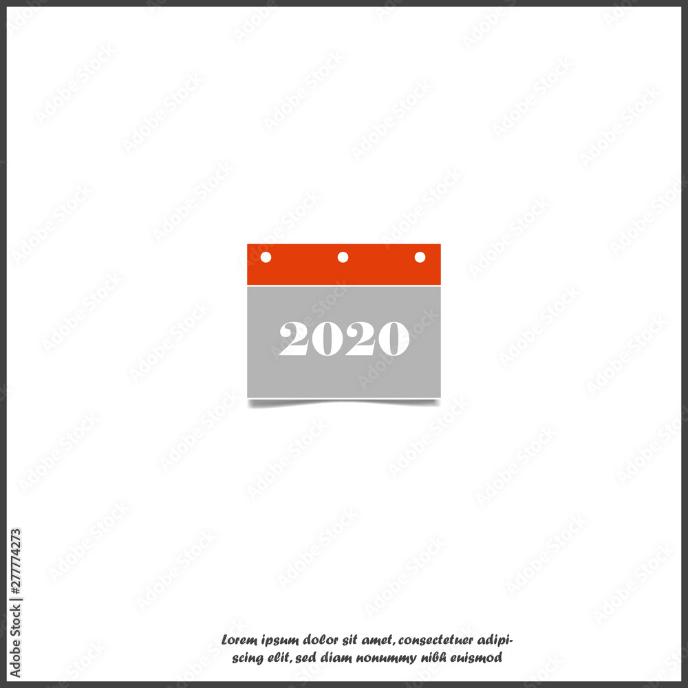 Aufkleber calendar 2020 red color on a white background. layers grouped for easy editing illustration. for you