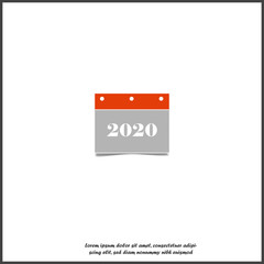 Calendar 2020 red color on a white background. Layers grouped for easy editing illustration. For your design