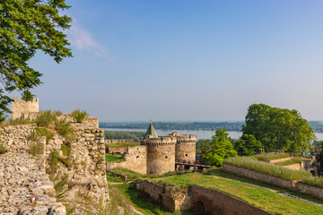 Belgrade's Kalemegdan Fortress with historic castle towers, gate and bridge, Serbia