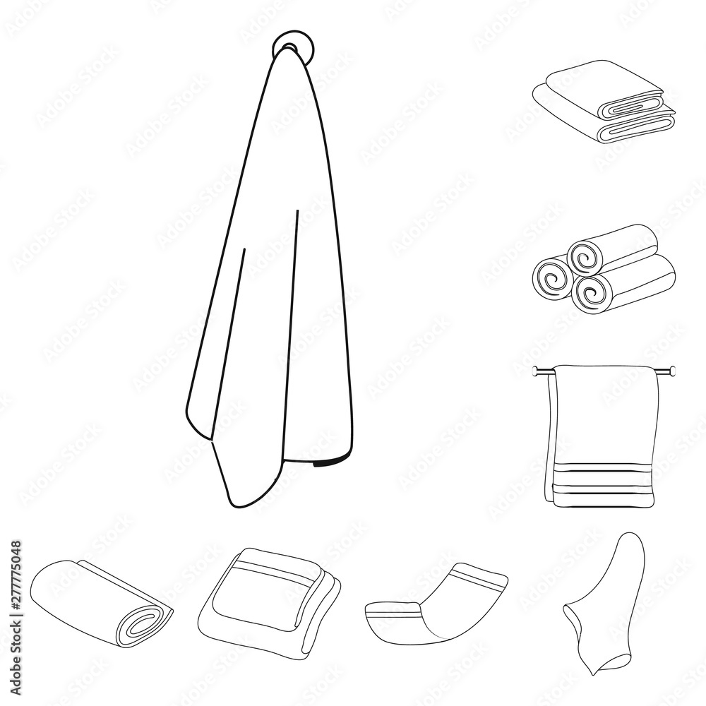 Wall mural isolated object of fabric and hygiene icon. set of fabric and bathroom stock symbol for web.