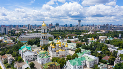 Fototapeta na wymiar Aerial view of Pechersk Lavra in Kiev. A UNESCO world heritage site in Ukraine